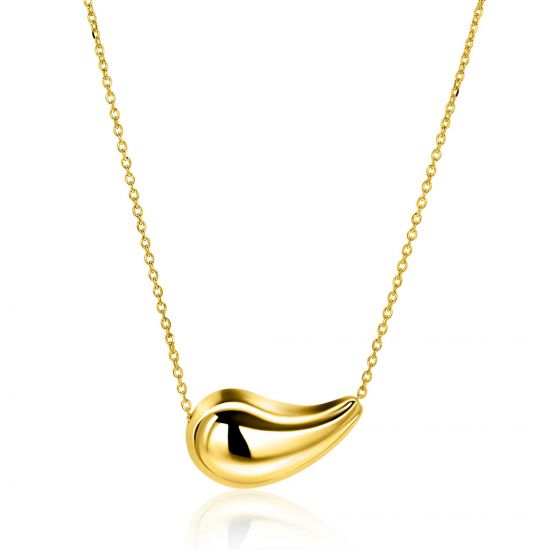 ZINZI gold plated zilveren ketting met horizontale druppelvormige hanger 40-45 cm ZIC2589G