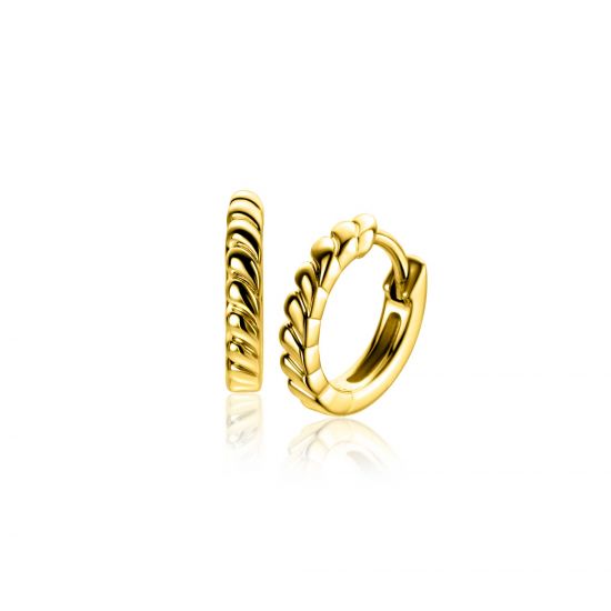 14mm ZINZI gold plated zilveren oorringen met kleine druppels en luxe klapsluiting ZIO2688G