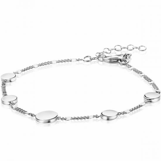 ZINZI zilveren armband ronde plaatjes met gourmet schakel 17-20cm ZIA2158