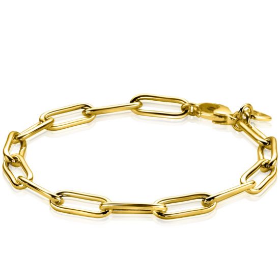 ZINZI gold plated zilveren armband met 5,5mm brede paperclip schakel 19cm ZIA2286G