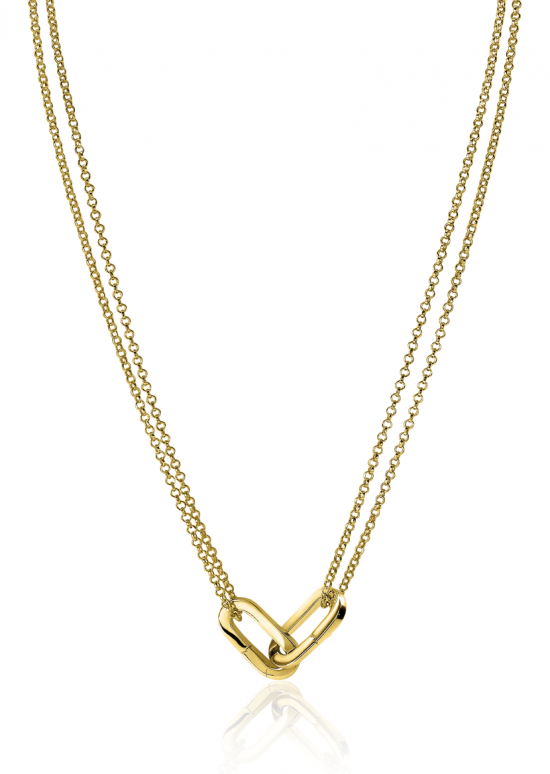 ZINZI zilveren ketting 14K geel verguld 45cm ovale sluitringen ZIC2215G