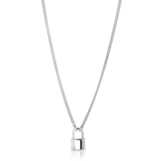 ZINZI zilveren gourmet ketting 45cm met trendy slotje als bedel 40-45cm ZIC2354