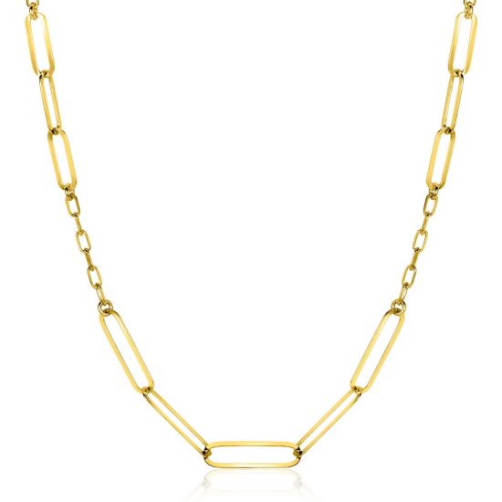 ZINZI gold plated zilveren ketting met verschillende paperclip schakels 40-45cm ZIC2361