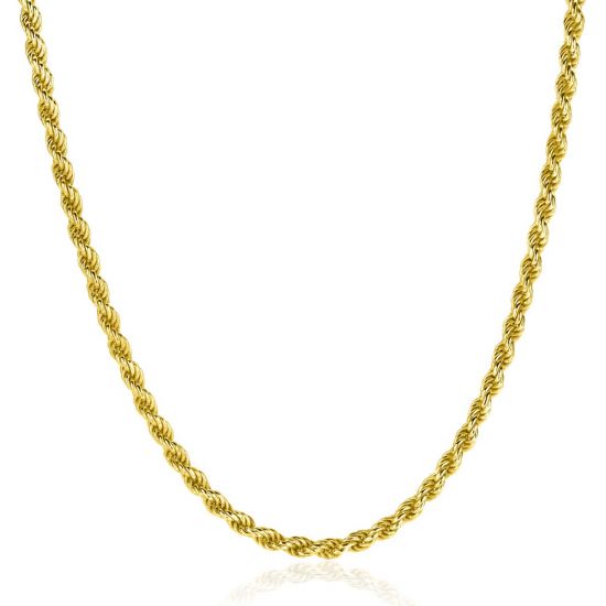 ZINZI gold plated zilveren koord ketting 2,6mm breed 42-45cm ZIC2386G