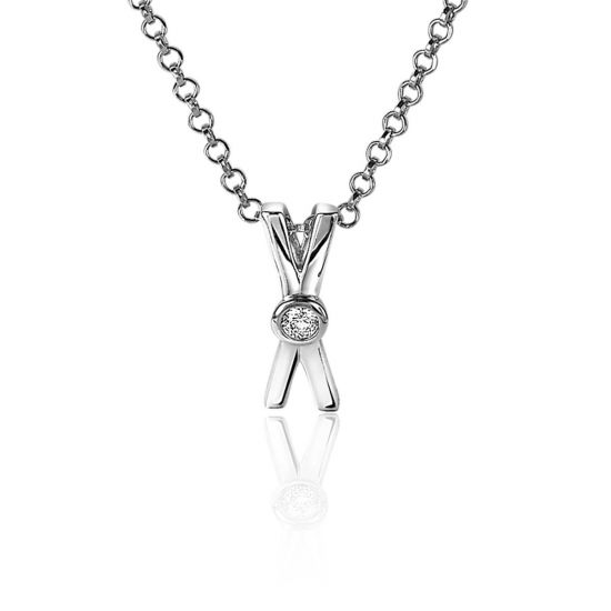 ZINZI zilveren hanger X-vorm witte zirconia ZIH2194 (zonder collier)