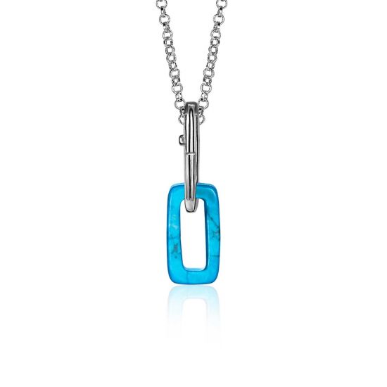 ZINZI zilveren hanger met ovale turquoise howliet edelsteen ZIH2237 (zonder collier)