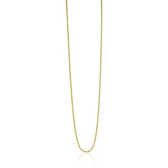 80cm ZINZI zilveren bolletjes ketting gold plated 0,9mm breed. ZILC-B80G