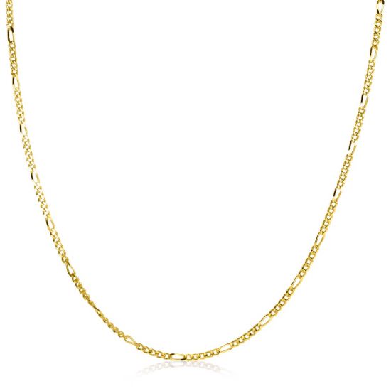 42cm ZINZI gold plated zilveren figaro ketting ZILC-F42G