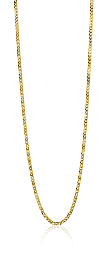 80cm ZINZI zilveren gourmet ketting gold plated. ZILC-G80G