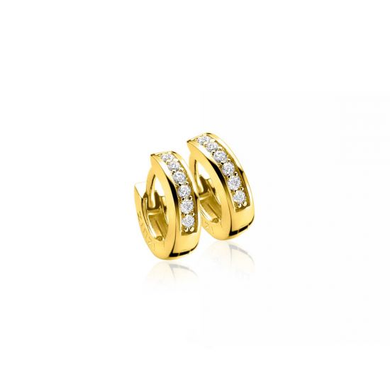 ZINZI gold plated zilveren oorringen 12 x 3mm bezet met witte zirconia's ZIO187Y