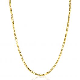 ZINZI Gold 14 Karaat Gouden Massieve Ketting Met Valkenoog Schakels En Glimmende Plaatjes 2 6mm