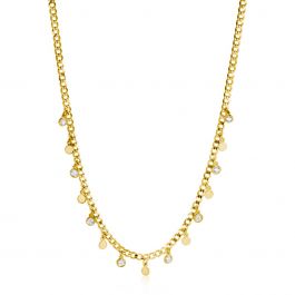 Zinzi Gold Plated Zilveren Gourmet Ketting Met Bungelende Ronde Gladde