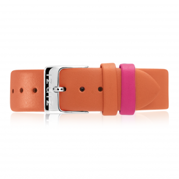 Zinzi Retro leren horlogeband oranje stalen sluiting 18mm RETBAND26
