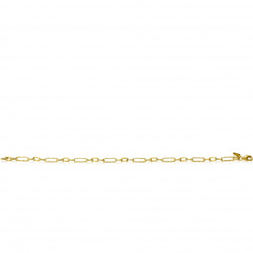 ZINZI Gold 14 karaat gouden armband met bewerkte paperclip-schakels en ovale schakels van 3,5mm breed 19cm ZGA494
