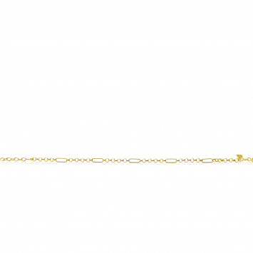 ZINZI Gold 14 karaat gouden massieve armband met vier paperclip-schakels gecombineerd met jasseron schakels 17-19cm ZGA495
