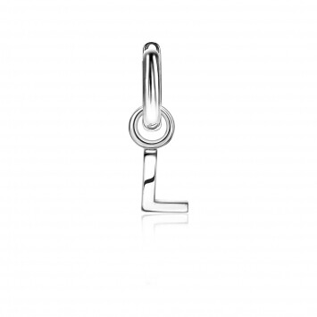ZINZI zilveren letter oorbedel L per stuk geprijsd ZICH2144L. (zonder oorringen).
