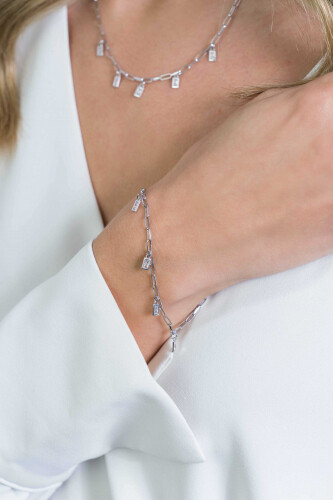 ZINZI zilveren armband met paperclip schakels en baguette zirconia's 17,5-19,5 cm ZIA2103