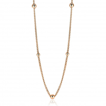 ZINZI zilveren gourmet ketting rosé verguld bol 45cm ZIC987R