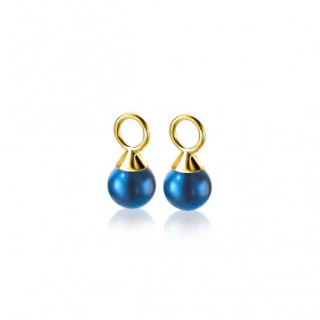 ZINZI gold plated zilveren oorbedels parels blauw 6mm ZICH1749BG (zonder oorringen)