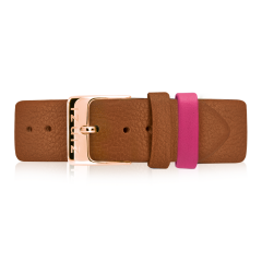 ZINZI Retro leren horlogeband cognac bruin roségoudkleurige stalen sluiting 18mm RETBAND6