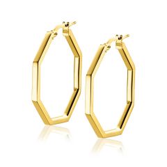 ZINZI gold plated zilveren oorringen in trendy zeshoek 27 x 2mm ZIO2323G