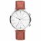 ZINZI Man watch Traveller white witte wijzerplaat stalen kast bruine leren band 39mm dual time ZIW740