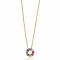 ZINZI zilveren ketting 14K geel verguld 12mm ronde hanger regenboog ZIC2172