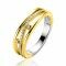 ZINZI gold plated zilveren multi-look ring (6mm breed) in golvend design bezet met witte zirkonia's ZIR2685