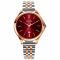 ZINZI Classy horloge 34mm donkerrode wijzerplaat roségoudkleurige stalen kast en bicolor band, datum ziw1038
