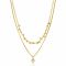 ZINZI gold plated zilveren multilook ketting met ronde zetting witte zirconia en 16 bolletjes 39-42cm ZIC2520Y