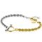 ZINZI gold plated zilveren armband met 3,7mm brede koord schakel bicolor en trendy kapittel sluiting 17,5-21cm ZIA2288