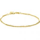 ZINZI Gold 14 karaat gouden massieve armband met bewerkte gedraaide staafjes en fijne jasseron schakels 2mm breed 17-19cm ZGA500
