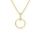 ZINZI Gold 14 krt gouden hanger 18mm met open ronde vorm en trendy staafje als hangoog ZGH404 (zonder collier)