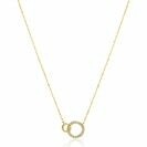 ZINZI Gold 14 krt gouden ketting met twee open rondjes, mooi met elkaar verbonden. Het groter rondje (11mm) is bezet met witte zirconia's 40-43cm ZGC460
