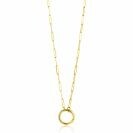 ZINZI Gold 14 karaat gouden paperclip collier met opvallende ronde voorsluiting, waaraan je hangertjes kunt hangen 45cm ZGC493
