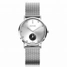 ZINZI Glam horloge zilverkleurige wijzerplaat stalen kast stalen mesh band grijze chrono 34mm extra dun ZIW539M