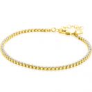 ZINZI gold plated zilveren tennis armband 2,5mm breed en bezet met witte zirconia's in ronde kastzettingen 17-20cm ZIA2590Y