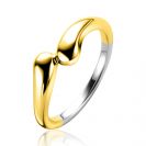 ZINZI gold plated zilveren gladde ring met twee druppelvormen 7mm breed ZIR2682G