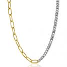 ZINZI zilveren bicolor ketting met hippe gourmet en gold plated ovale schakels 6mm breed en 45cm ZIC-BF79