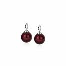 ZINZI zilveren oorbedels parel rond bordeaux rood 10mm ZICH266DR (zonder oorringen)