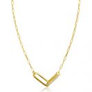 ZINZI gold plated zilveren schakel ketting 45cm met 2 grote ovale schakels, bezet met witte zirconia ZIC2371Y