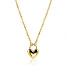 ZINZI gold plated zilvereren schakelketting met hartvormige slot hanger 18mm breed 42-45 cm ZIC2673G