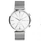 ZINZI watch Traveller witte wijzerplaat stalen kast met stalen mesh 39mm dual time ZIW740M