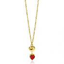 ZINZI gold plated zilveren schakel ketting met liefdevolle harten, glanzend en bezet met rode kleursteen 42-45cm ZIC-BF94