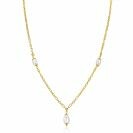 ZINZI gold plated zilveren schakelketting met drie ovale witte zoetwaterparels 40-45cm ZIC2588