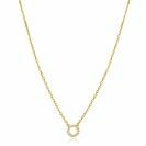 ZINZI gold plated zilveren ketting met open rondje (7,5mm) bezet met witte zirconia's 40-45cm ZIC2550Y