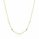 ZINZI gold plated zilveren jasseron ketting met ovale witte zoetwaterparels en witte zirkonia's 42-45 cm ZIC2657