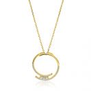 ZINZI gold plated zilveren ketting met grote open ronde hanger 25mm bezet met witte zirkonia's 45-50 cm ZIC2645Y