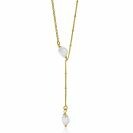 ZINZI zilveren Y-collier 14K geel verguld 45cm bolletjes witte parels ZIC2187G