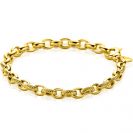 ZINZI gold plated zilveren brede schakelarmband (6mm breed) met luxe jasseron schakels in glad en bewerkt 20cm ZIA2638